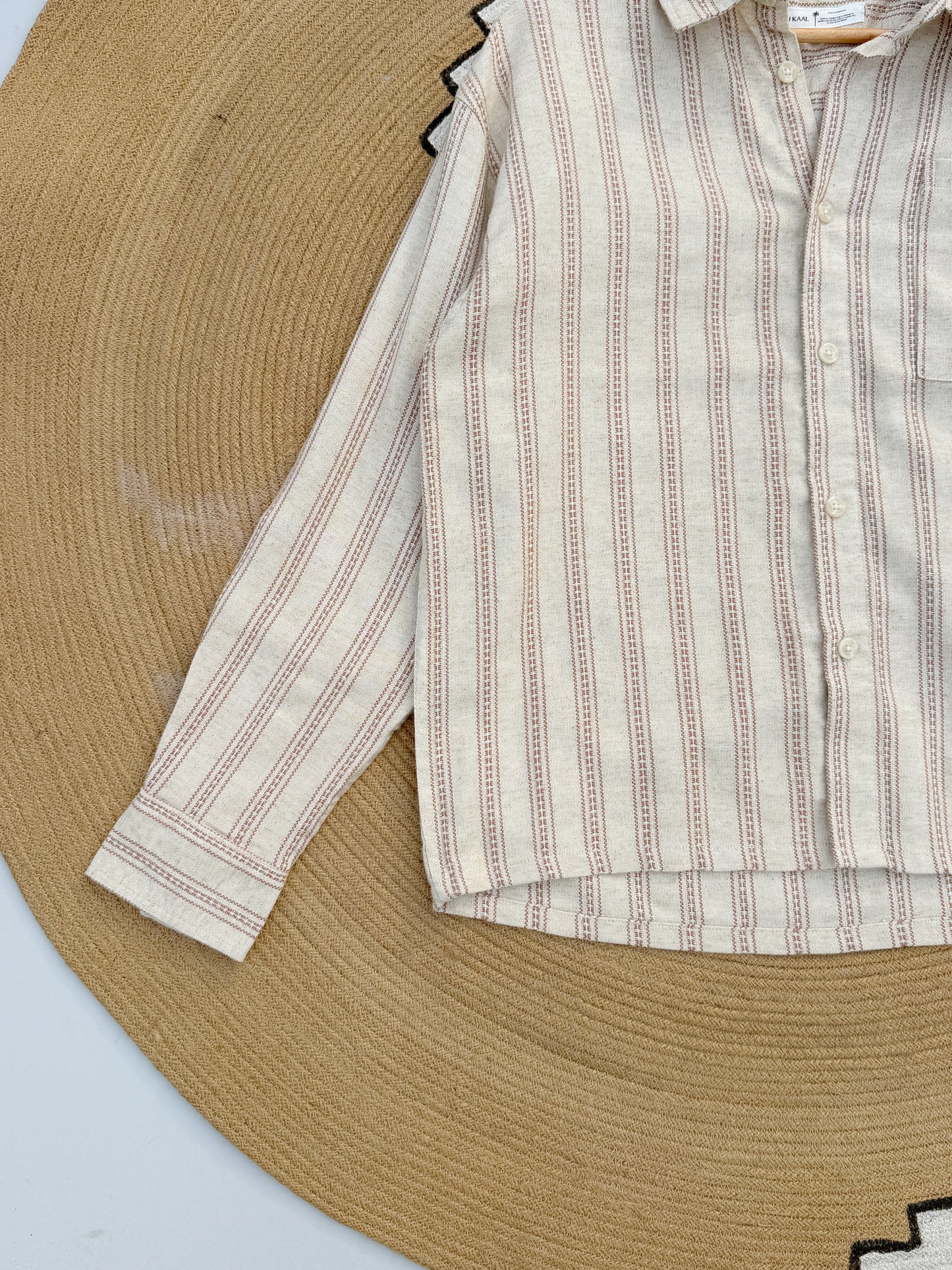 Textured Terracotta Stripe Stripe Boxy Full Sleeve Shirt