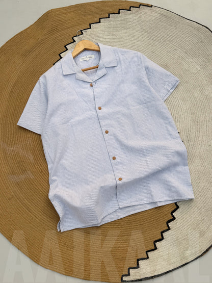 Baby blue Old Money Cuban Shirt
