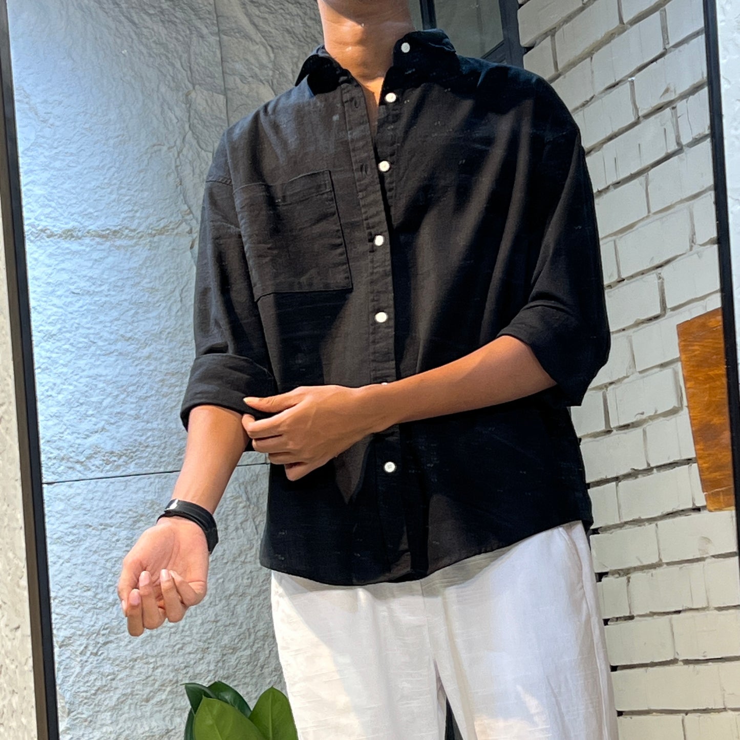 Linen Black Full Sleeve Shirt