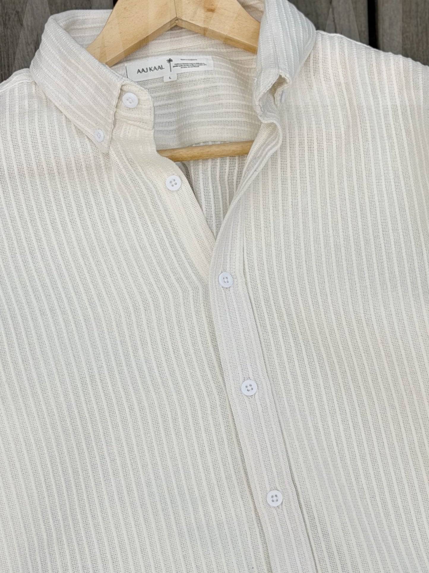 Textured Urban White Full Sleeve Shirt