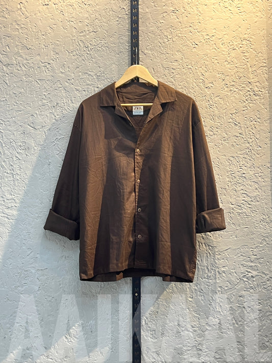 Chocolate Linen Oversized Shirt