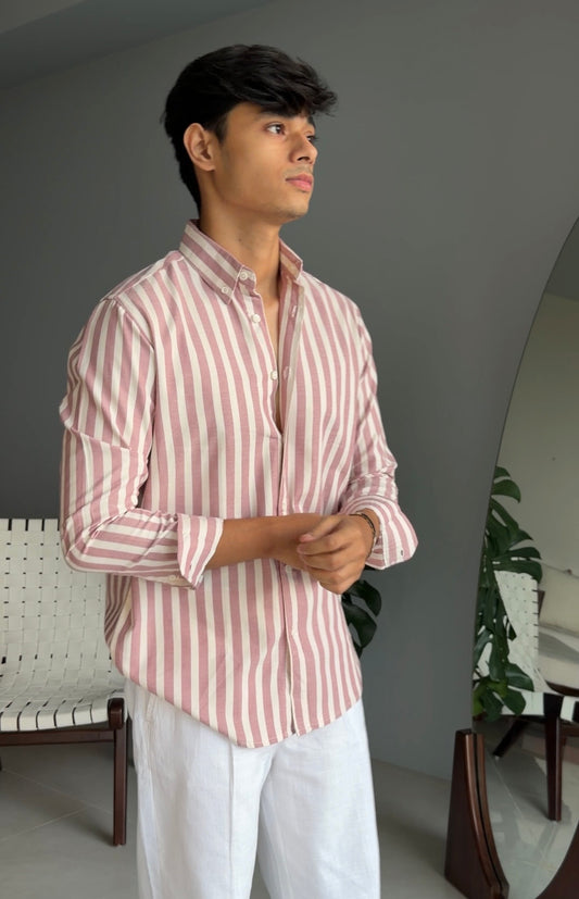 The Finesse Shirt - Peach Stripe