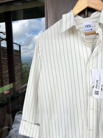 White Gentle Stripe Full Sleeve Shirt