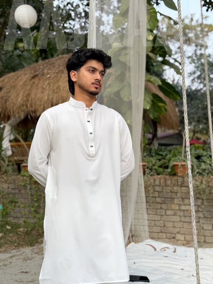 AajKaal Moon White Minimul Panjabi