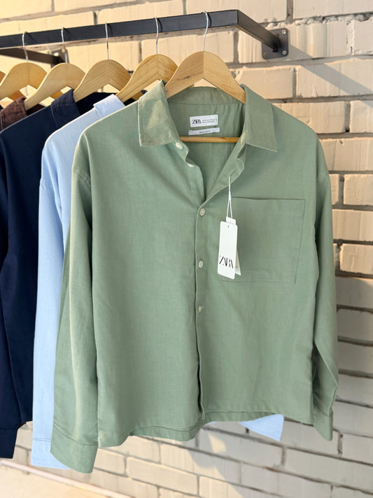 Boxy Full Sleeve Shirt - Olive