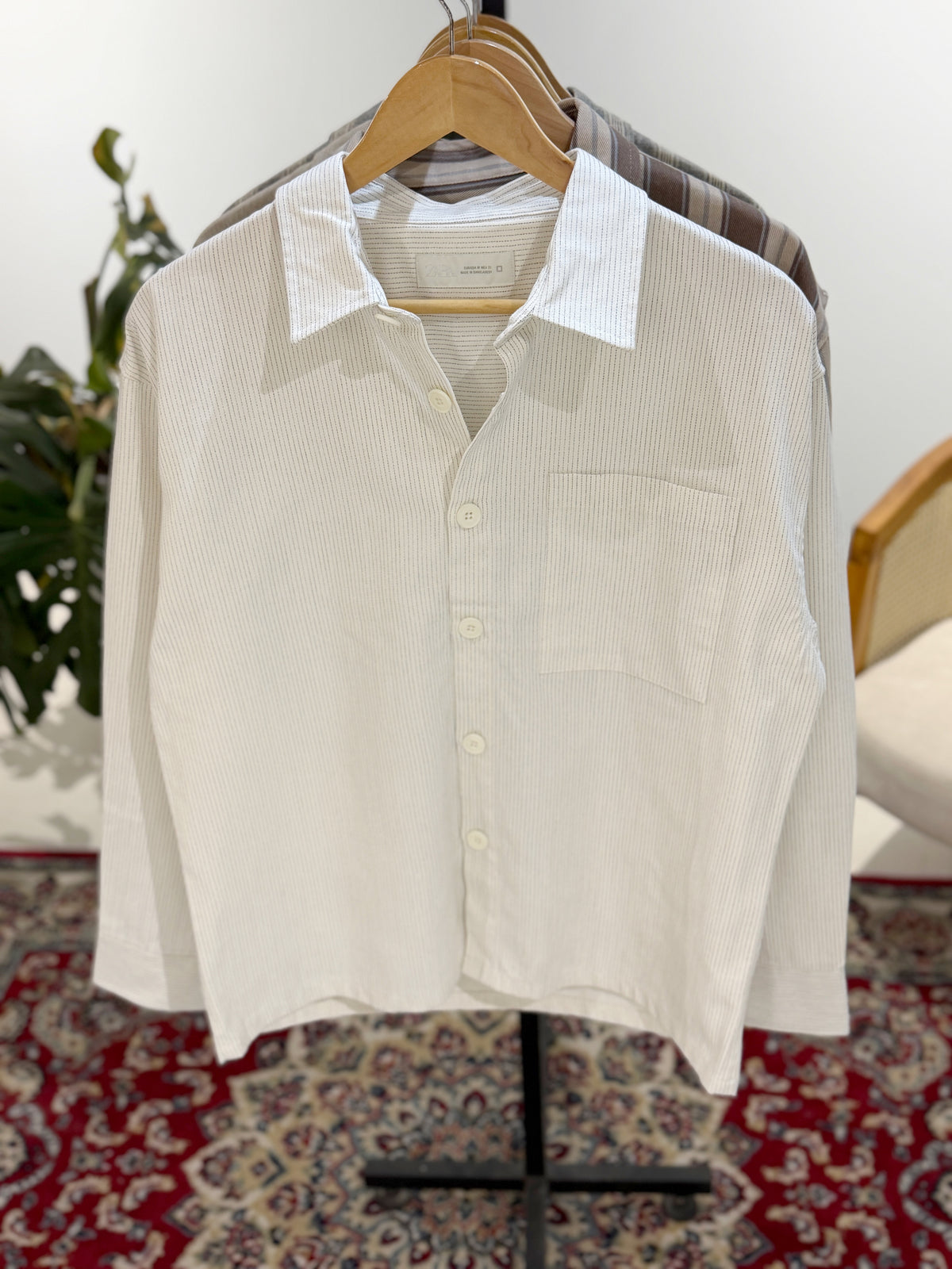 The Drape Shirt  -  White Stripe
