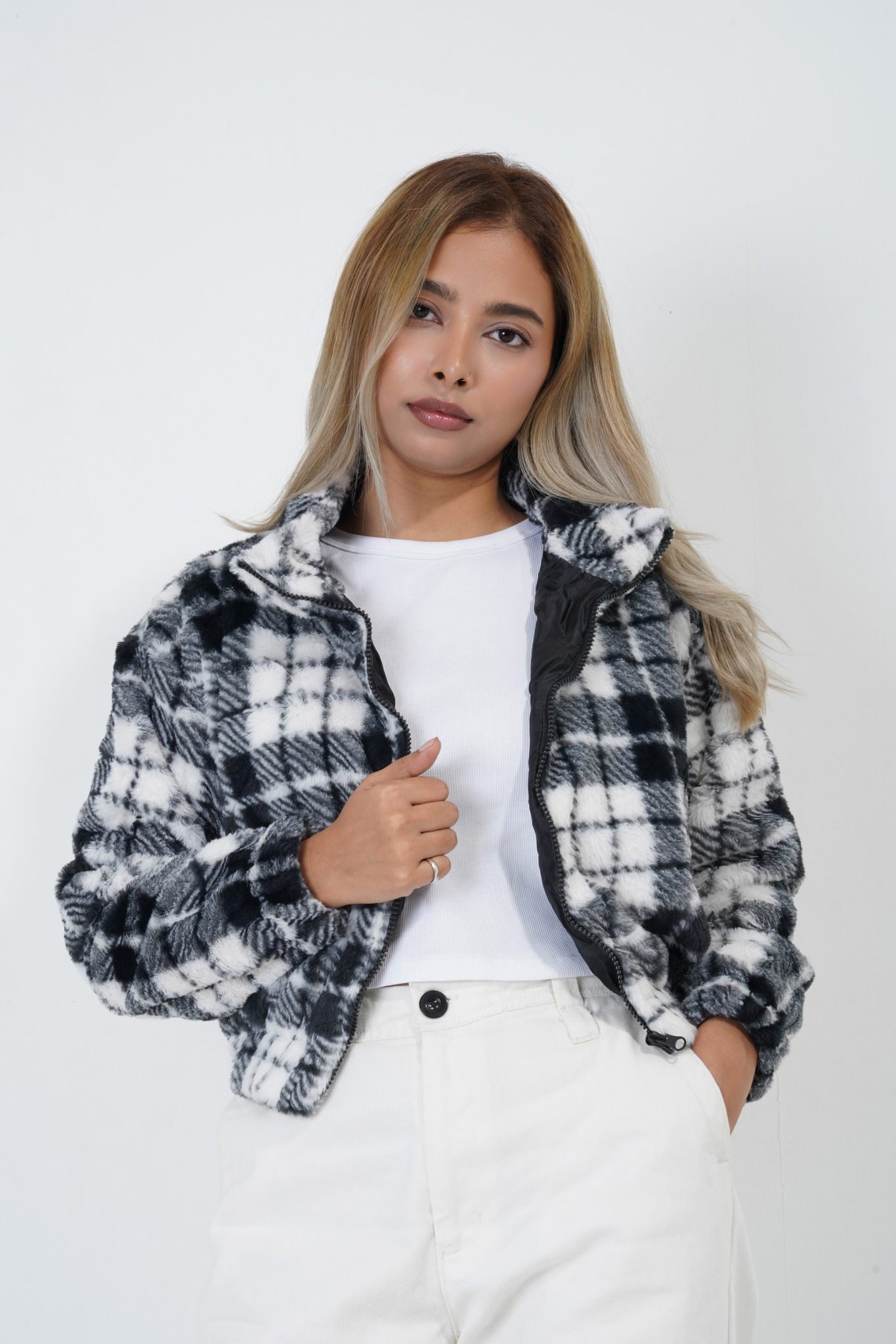 Femme Plaid Crop Jacket