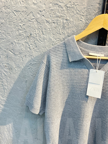 Aajkaal Grey Knitted Polo Shirt