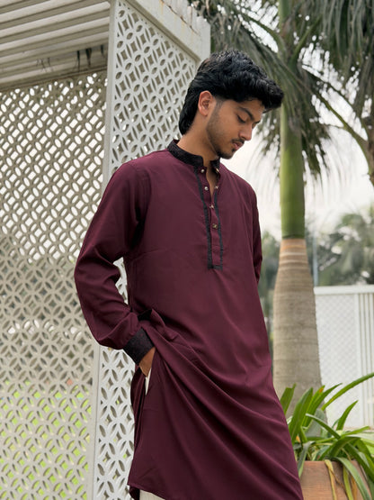 AajKaal Maroon Classic Embroidered Panjabi