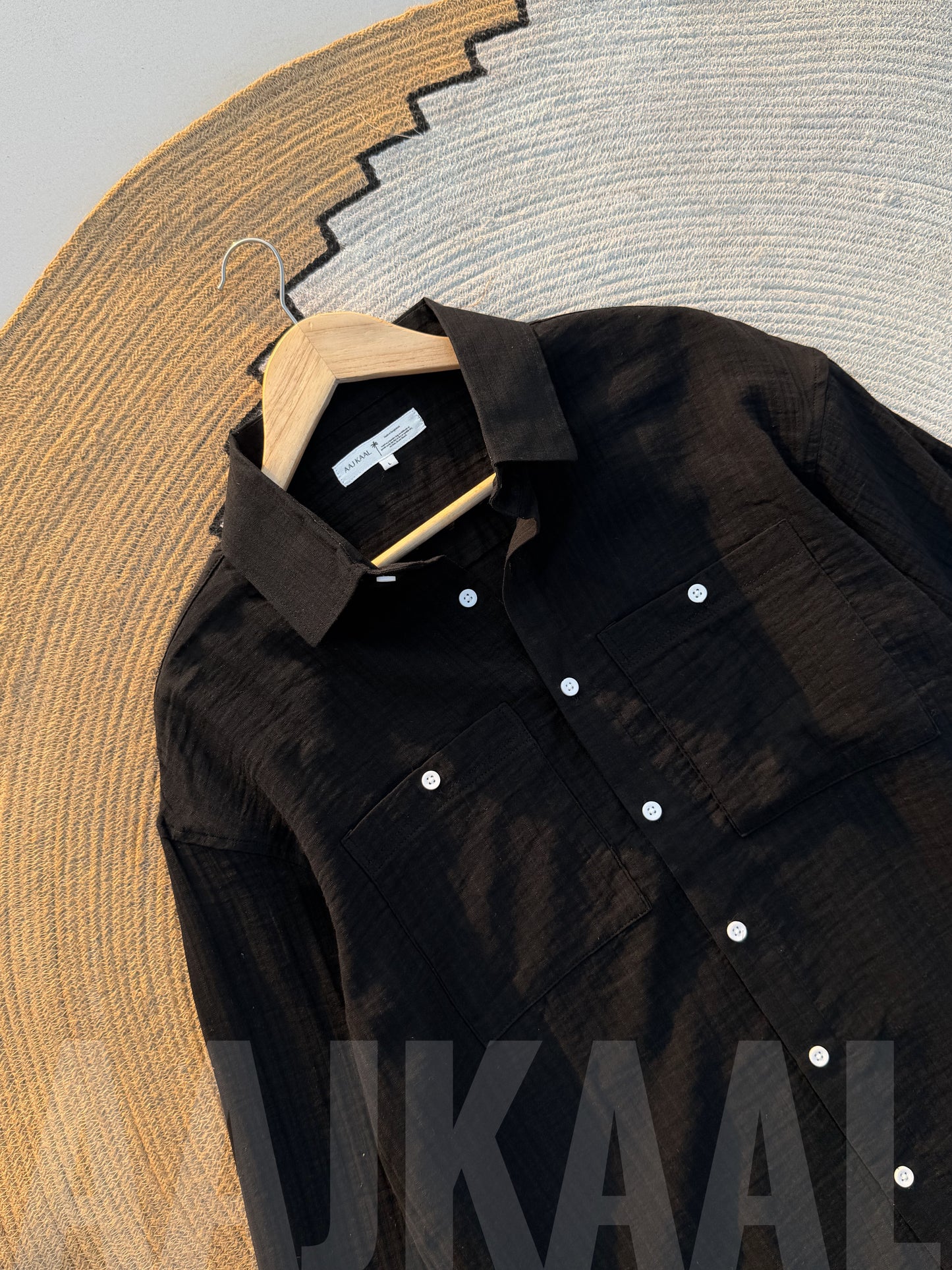 Black Double Gauze Full Sleeve Shirt