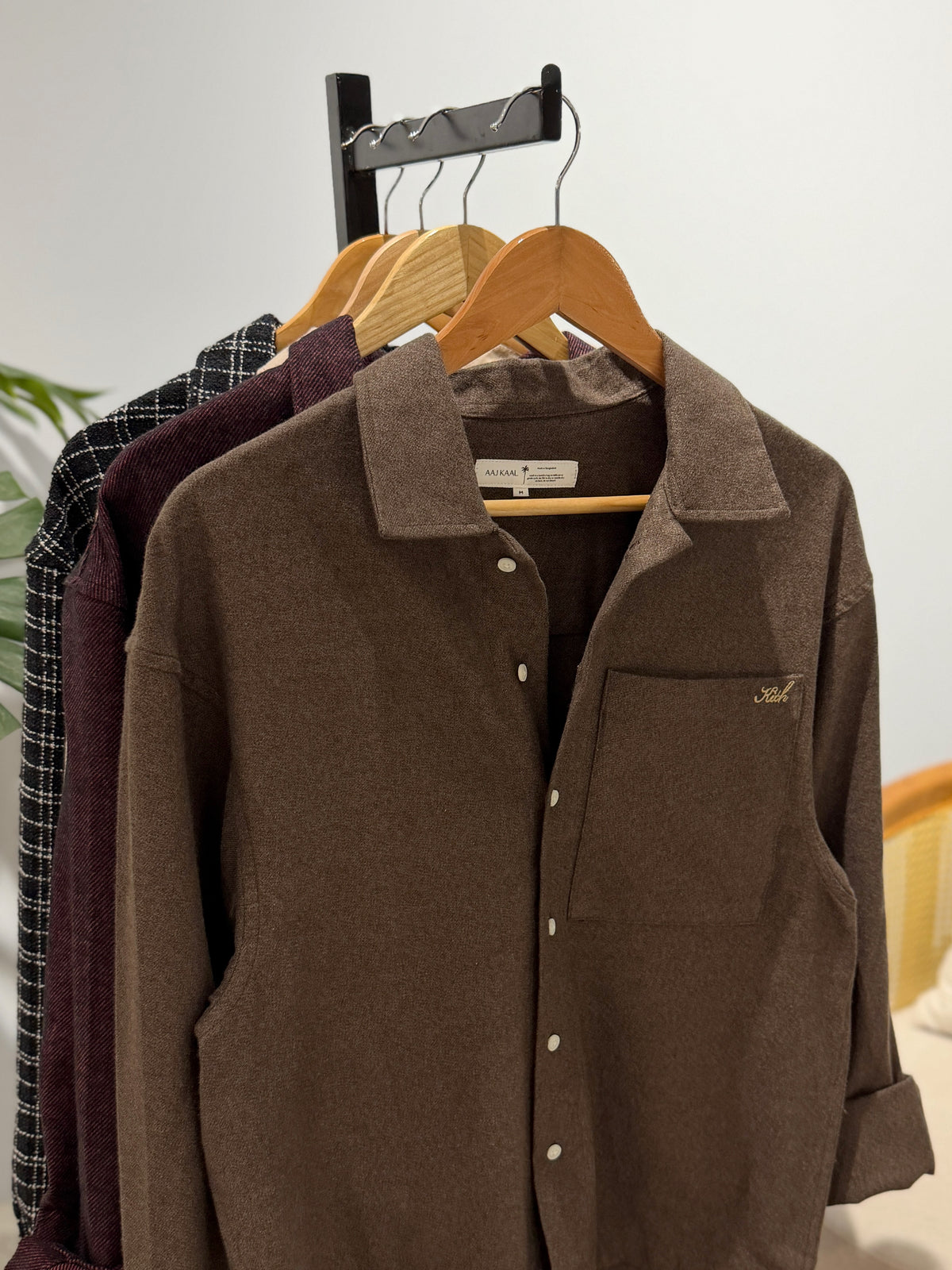 Aajkaal Flannel Shacket  - Earth Brown