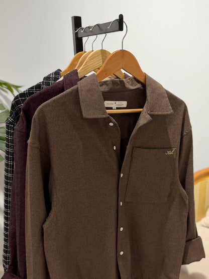 Aajkaal Flannel Shacket  - Earth Brown