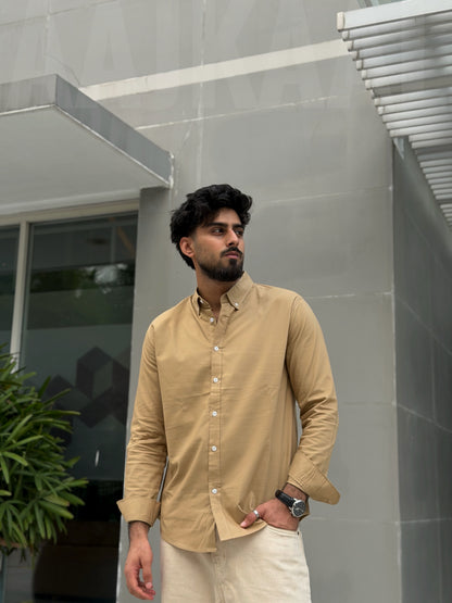 Oxford Dark Beige Full Sleeve Shirt