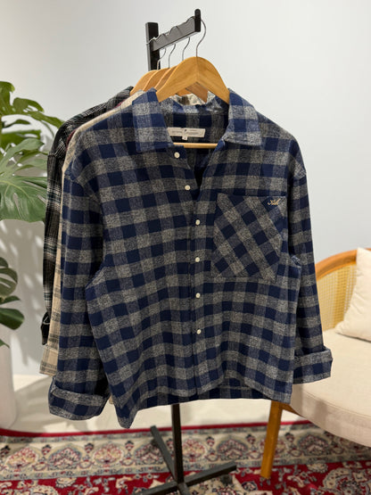 Aajkaal Flannel Shacket  - Midnight Blue Check.