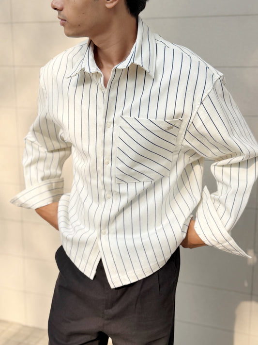 Aajkaal Flannel Shacket  - Old Money Stripe