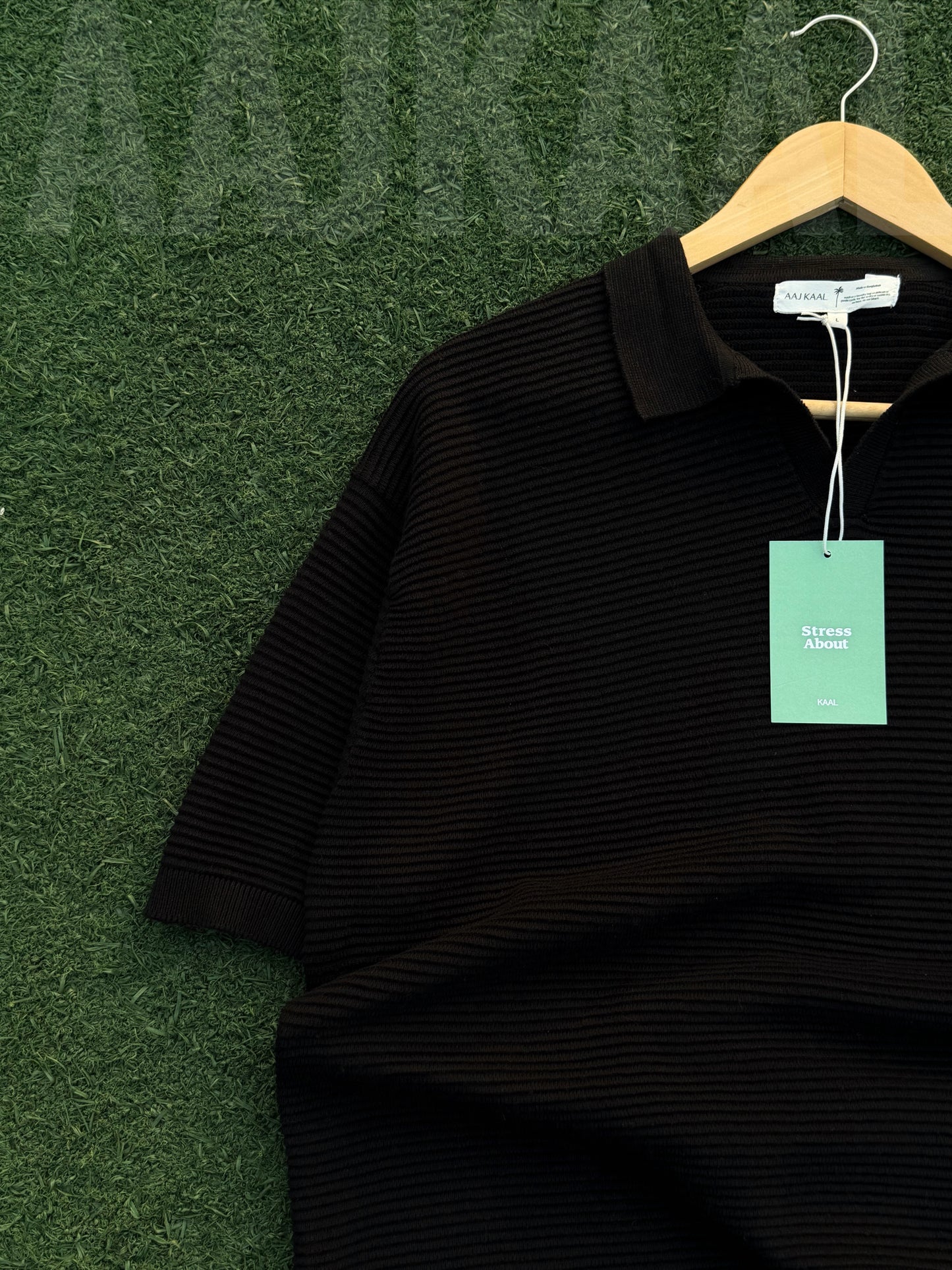 Aajkaal Black Signature Knitted Polo