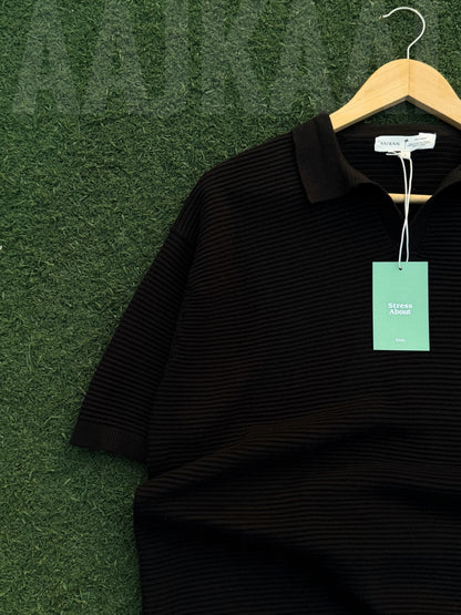 Aajkaal Black Signature Knitted Polo