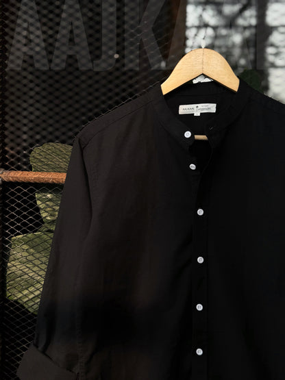 Black Band Collar Full Sleeve Shirt