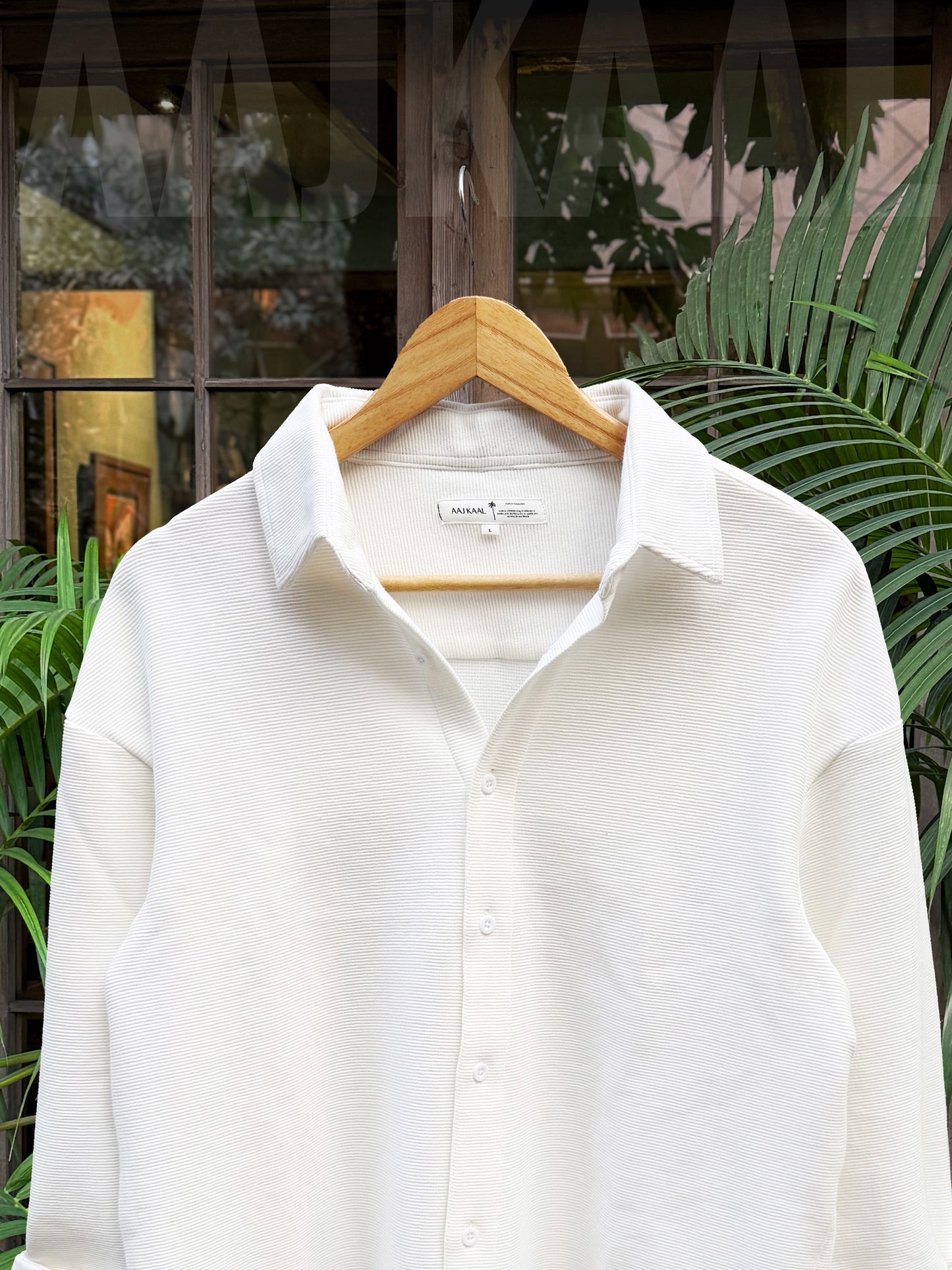 White Textured Full Sleeve Shirt