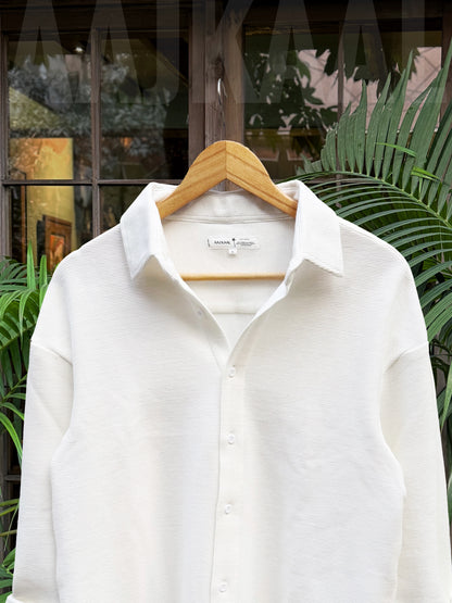 White Textured Full Sleeve Shirt