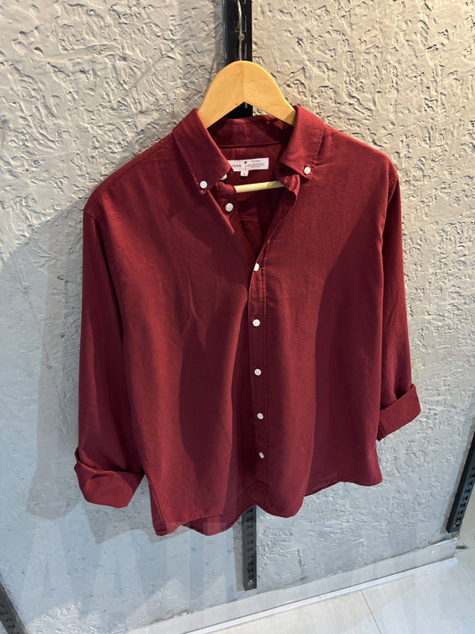 Oxford Maroon Full Sleeve Shirt
