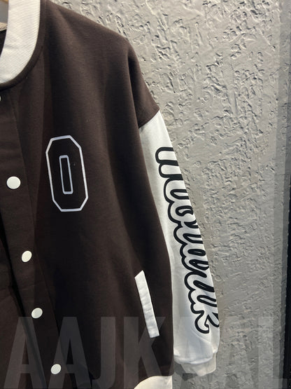 Coffee Dropshoulder Varsity Jacket