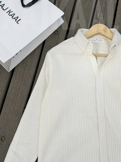 Textured Urban White Full Sleeve Shirt