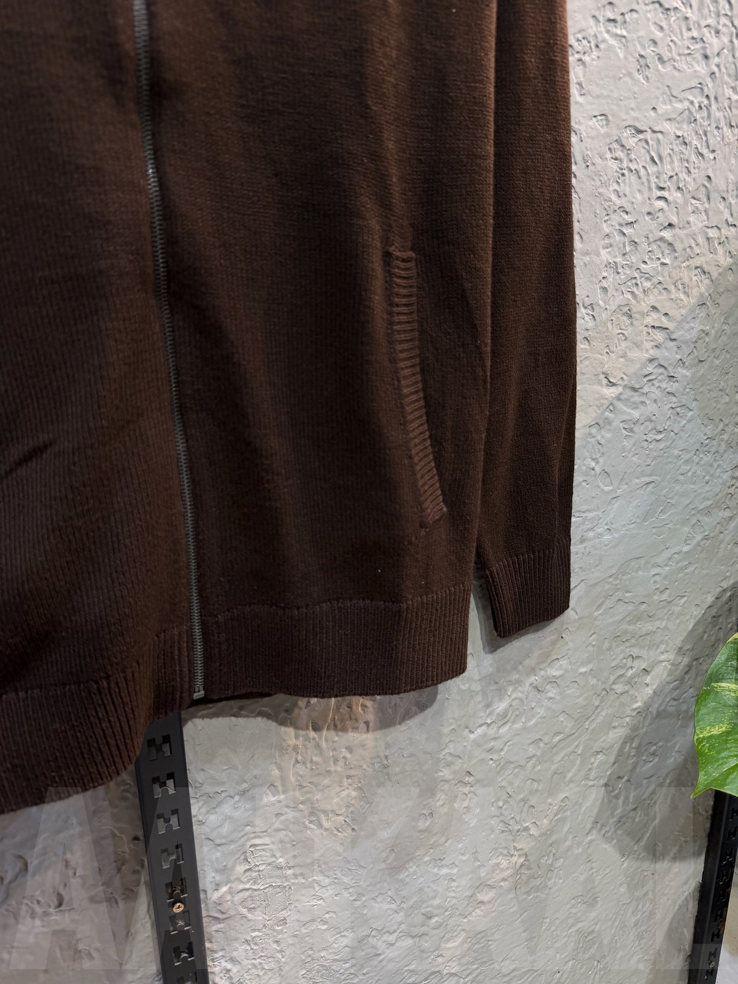 Chocolate Knitted Full Zip Sweater