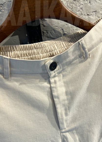 Off-white Linen Baggy Pant