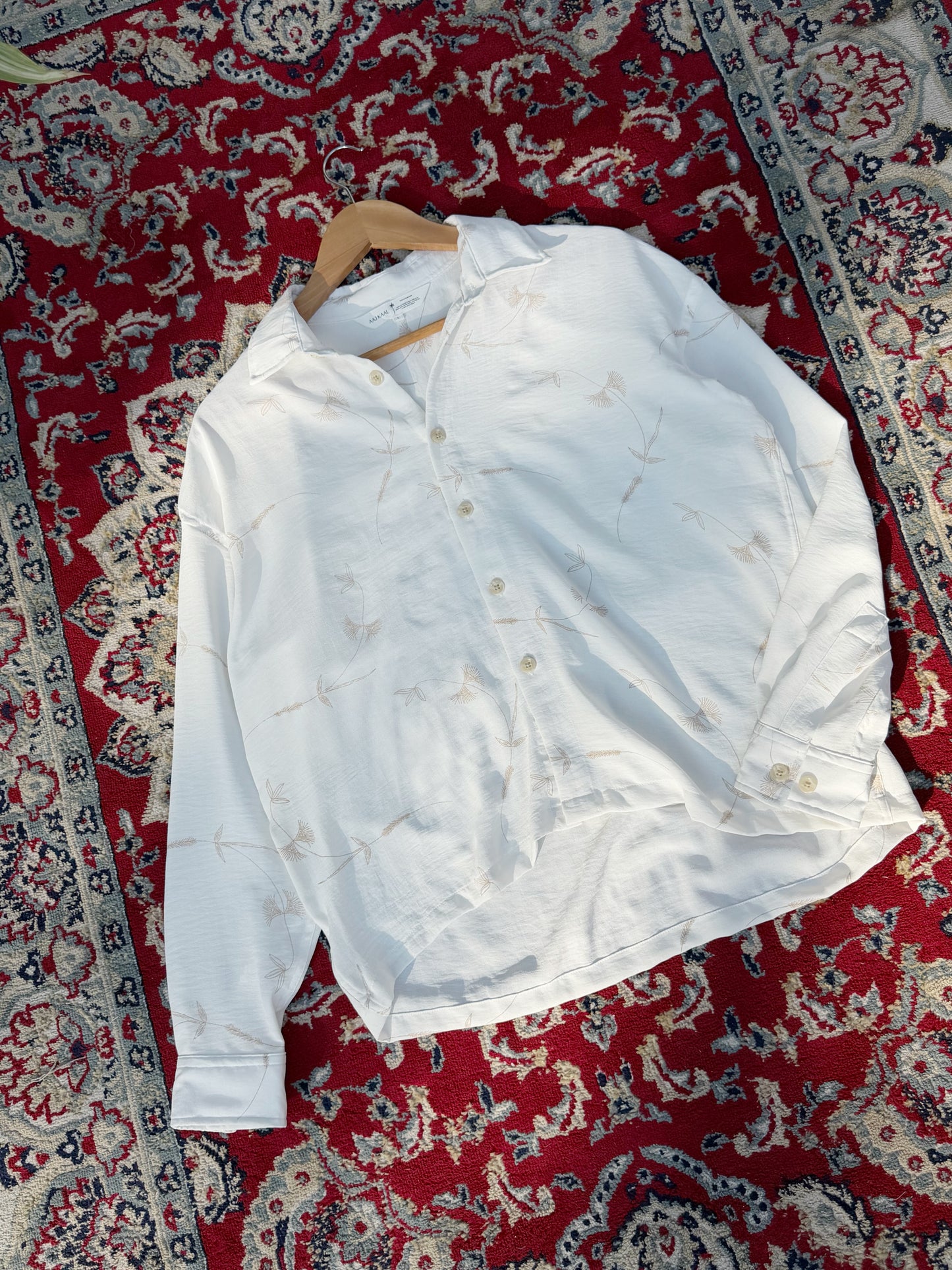 Aajkaal Printed Baggy Shirt - White
