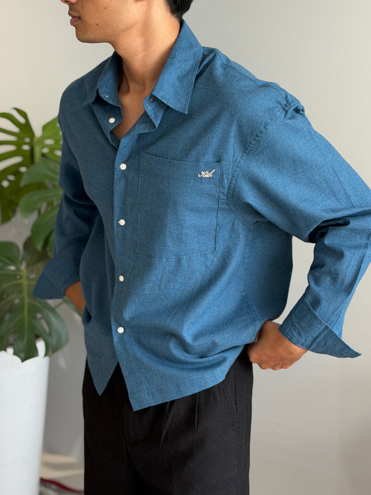 Aajkaal Flannel Shacket  - Vintage Petrol Blue
