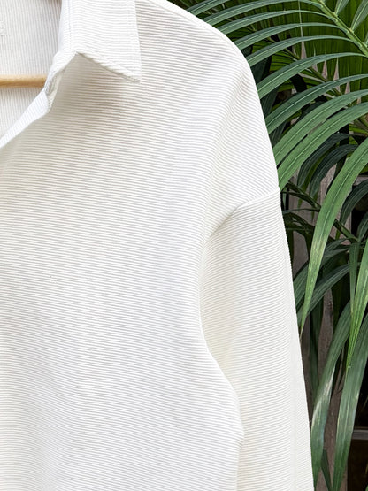 White Textured Full Sleeve Shirt