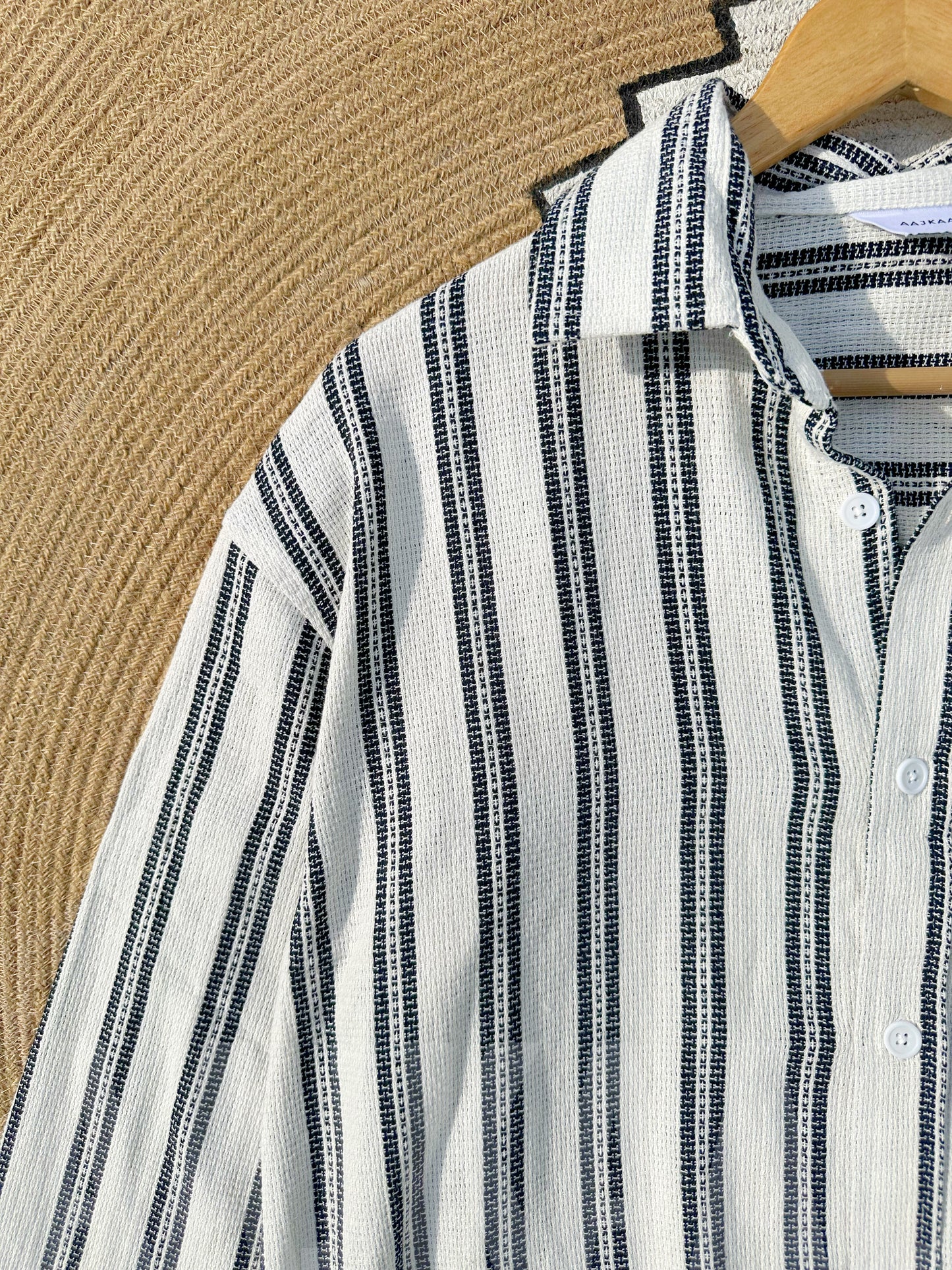 Dropshoulder White Stripe Full Sleeve Shirt