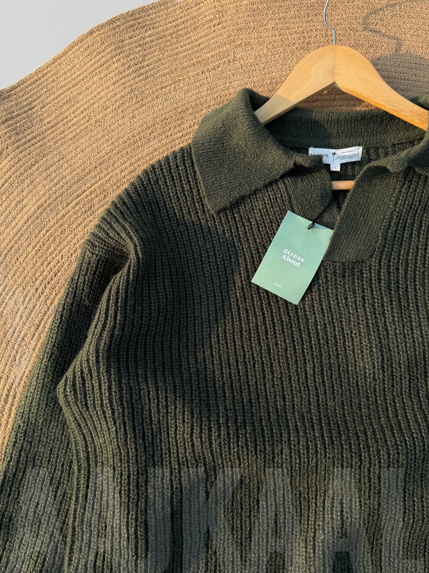 Olive Baggy Knitted Polo