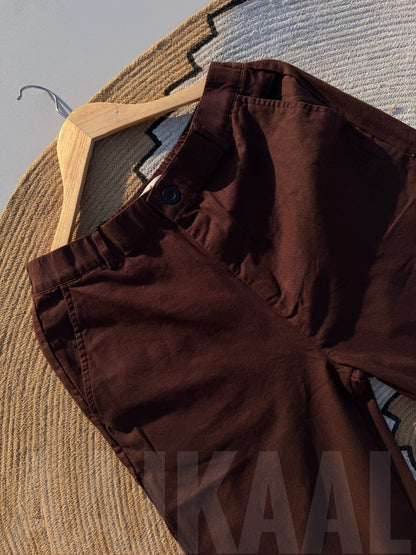 Coffee Linen Baggy Pant