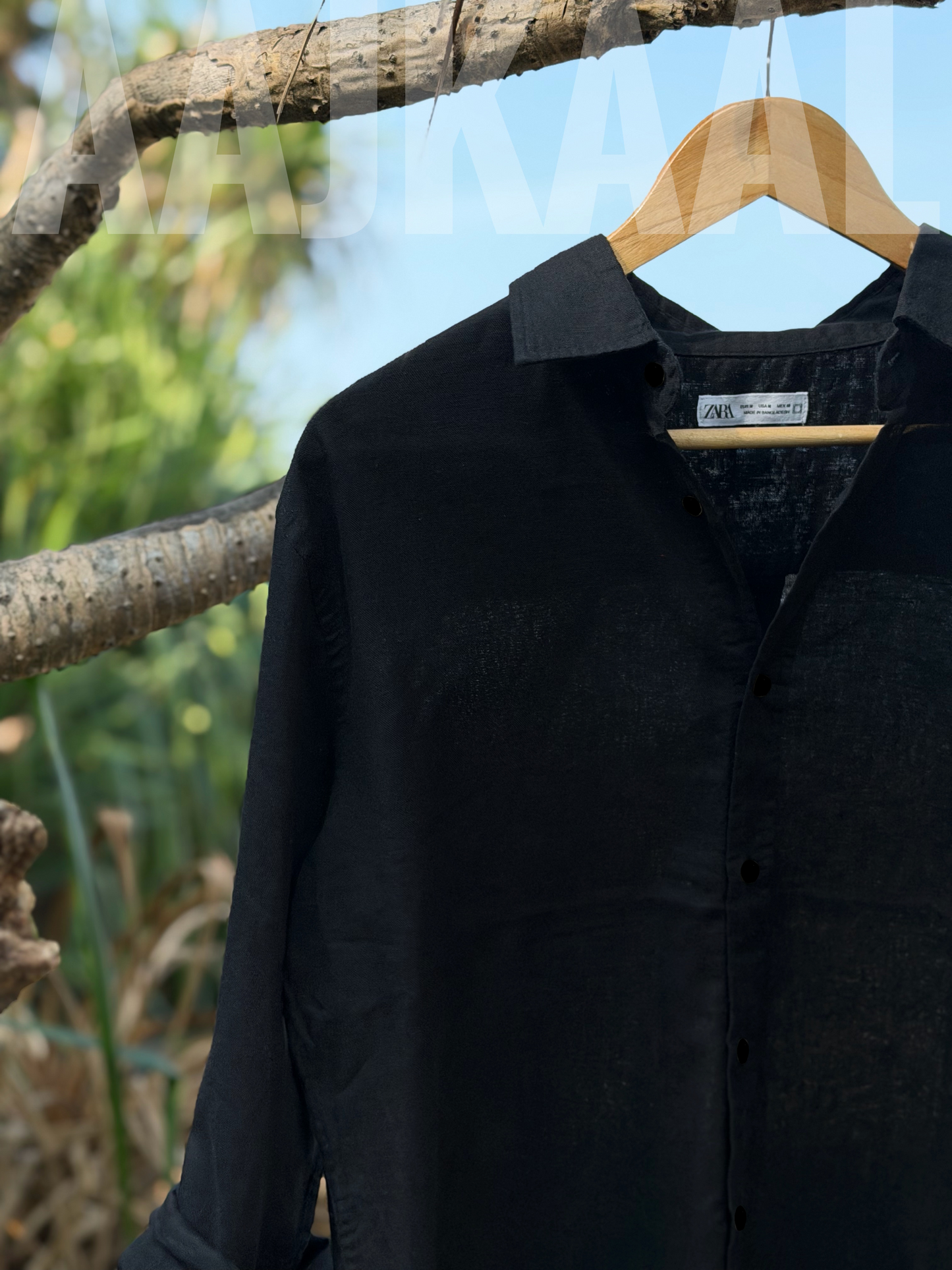 Black Soft Linen Full Sleeve Shirt