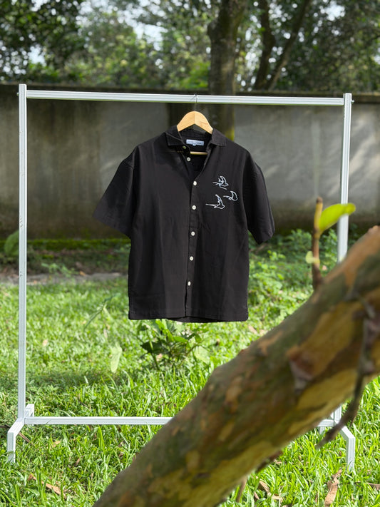 Aajkaal Dropshoulder Half Sleeve Shirt - Black