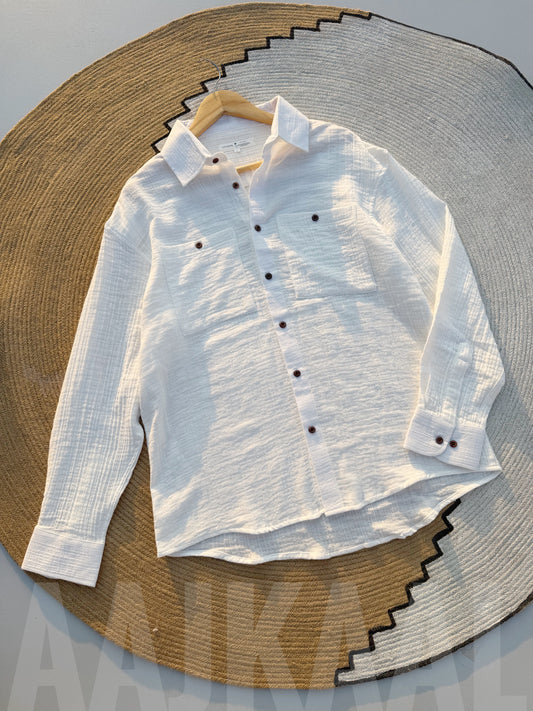White Double Gauze Full Sleeve Shirt