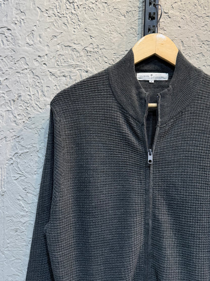 Dark Ash Waffle Full Zip Sweater