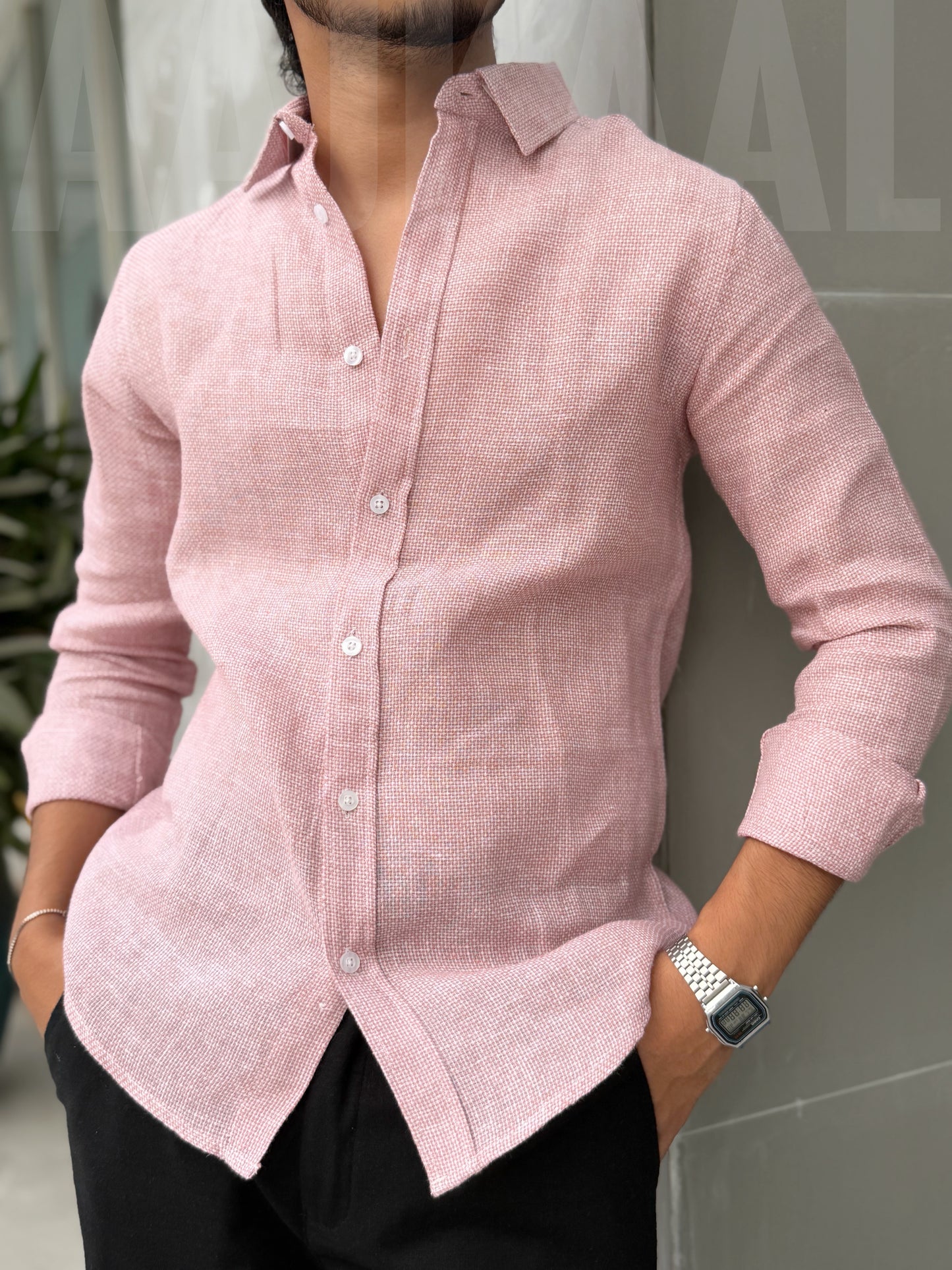 Fancy Minimul Pink Full Sleeve Shirt
