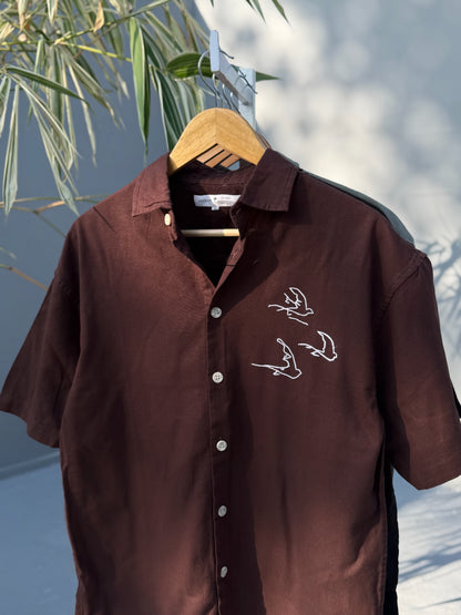 Aajkaal Baggy Half Sleeve Shirt - Coffee