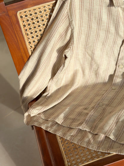 Textured Terracotta Stripe Stripe Boxy Full Sleeve Shirt