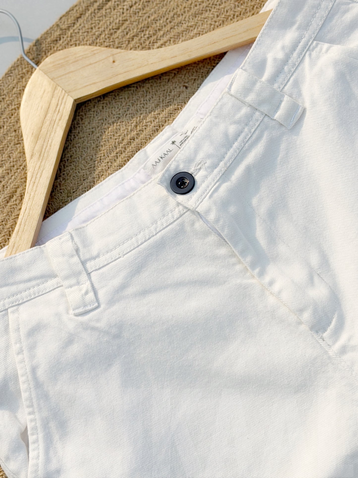 6 Pocket White Gabardine Cargo Pant