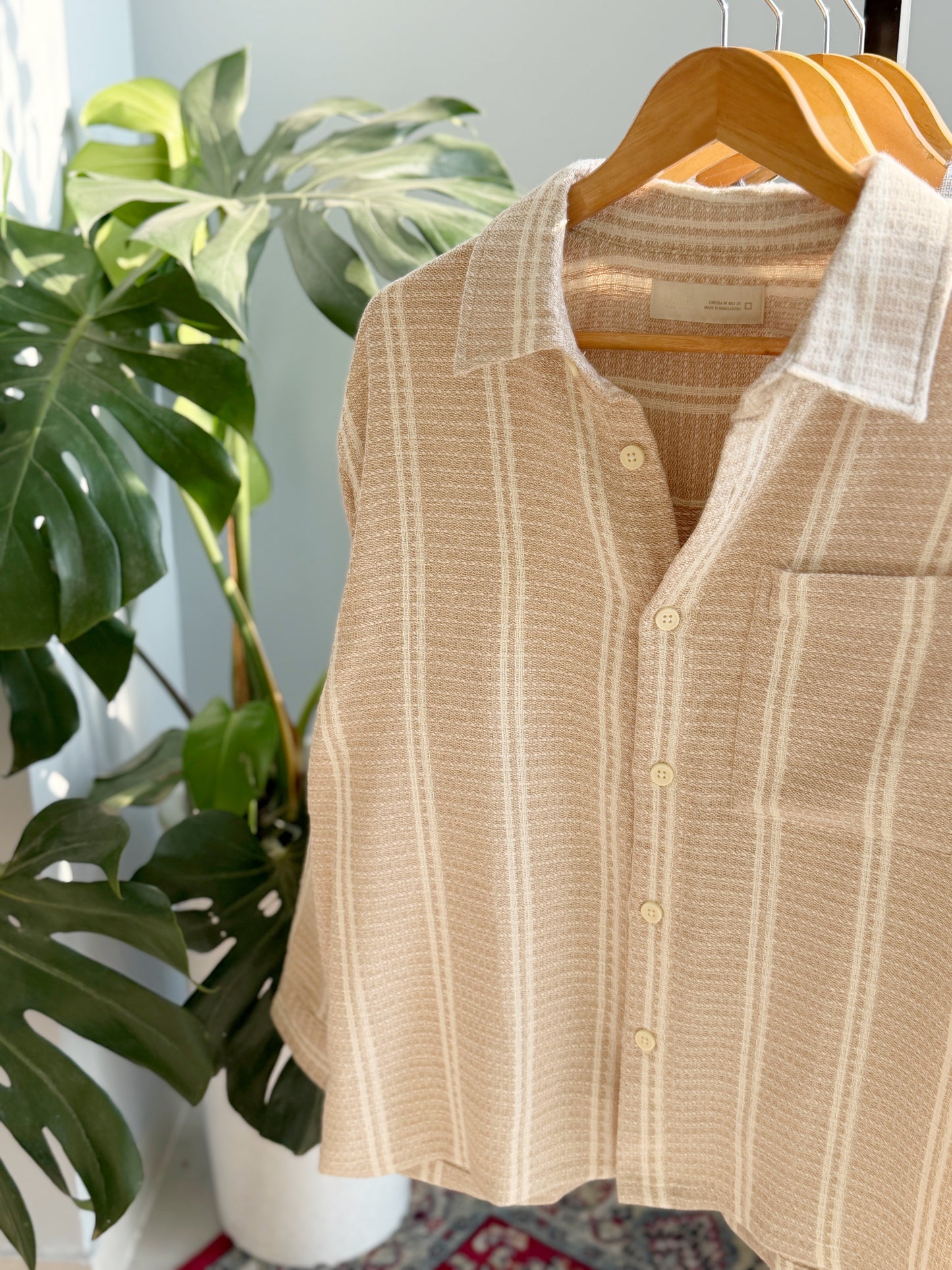 The Textured Drop - Beige Stripe