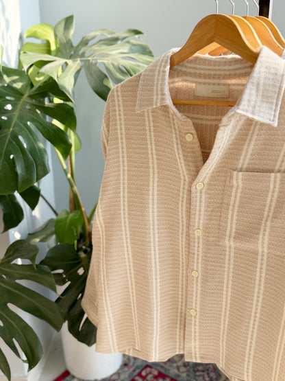 The Textured Drop - Beige Stripe
