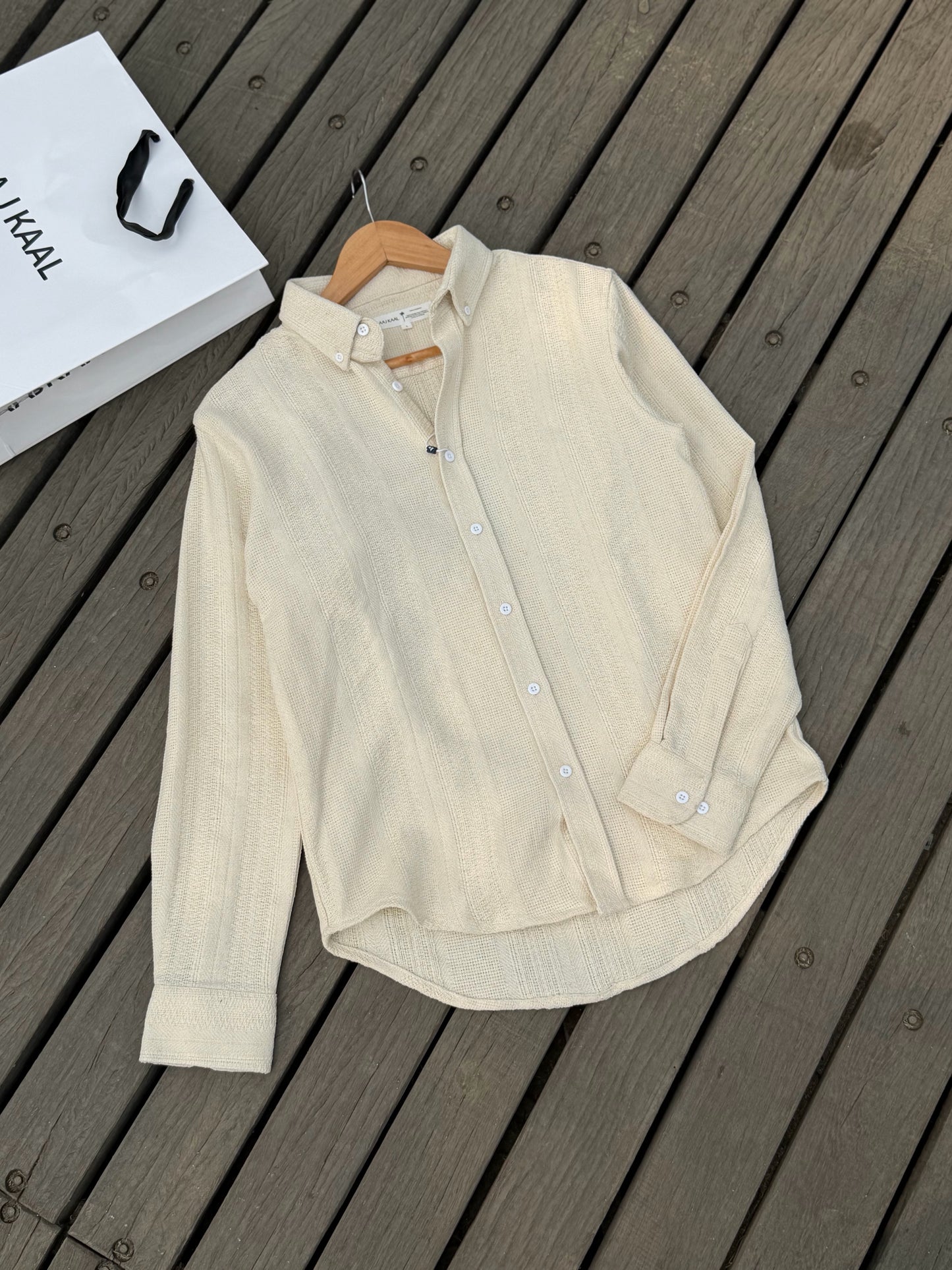 Textured Off-White Full Sleeve Shirt