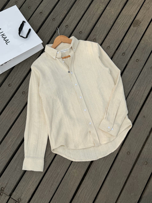 Textured Off-White Full Sleeve Shirt