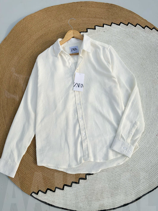 Textured White Full Sleeve Shirt