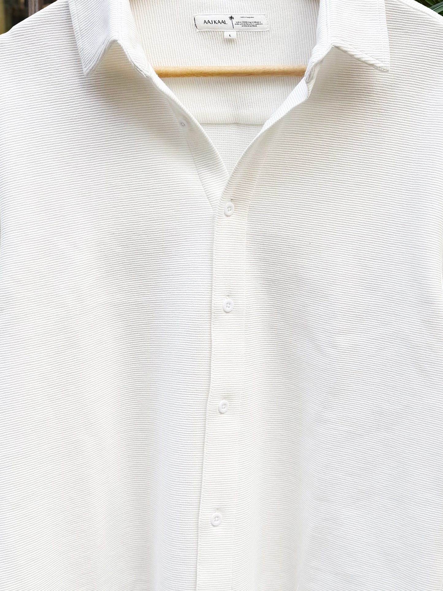 White Textured Full Sleeve Shirt