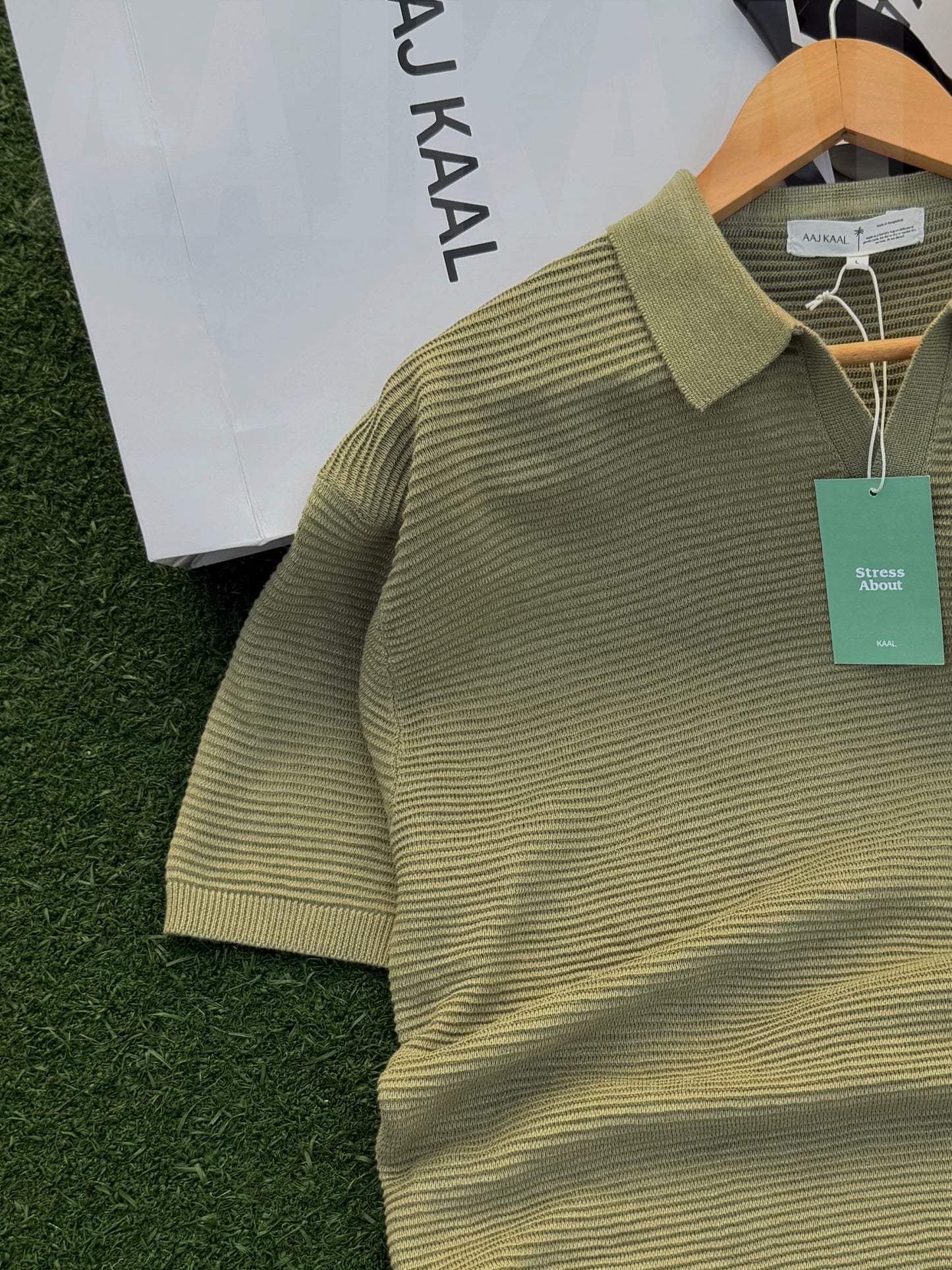 Aajkaal Olive Signature Knitted Polo